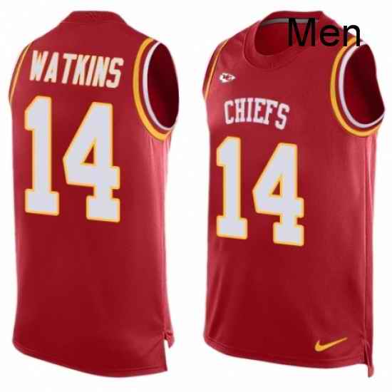 Men Nike Kansas City Chiefs 14 Sammy Watkins Limited Red Player Name amp Number Tank Top NFL Jersey